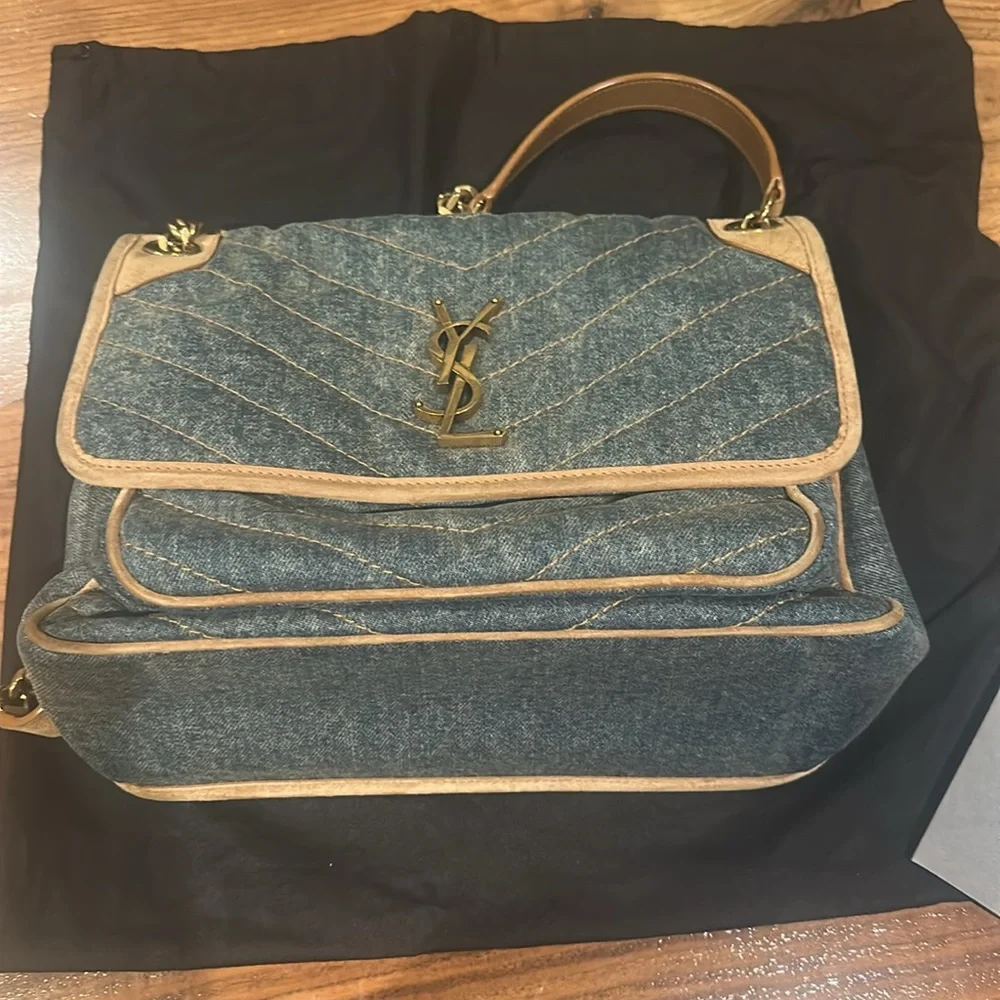 Saint Laurent Medium Monogram Matelasse Denim Niki Bag - Picture 8 of 16